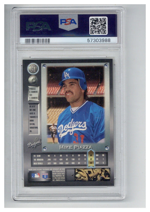 1996 Metal Universe 187 Mike Piazza PSA 91