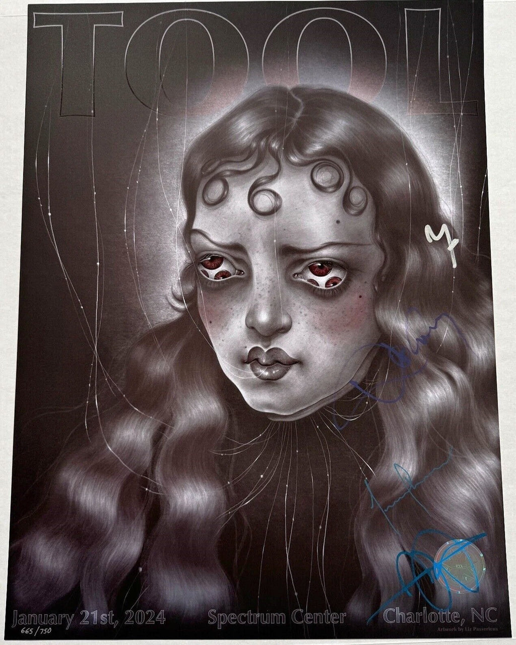 TOOL Group Signed Auto 2024 18x24 Limited Edition Tour Poster Charlotte Grad0