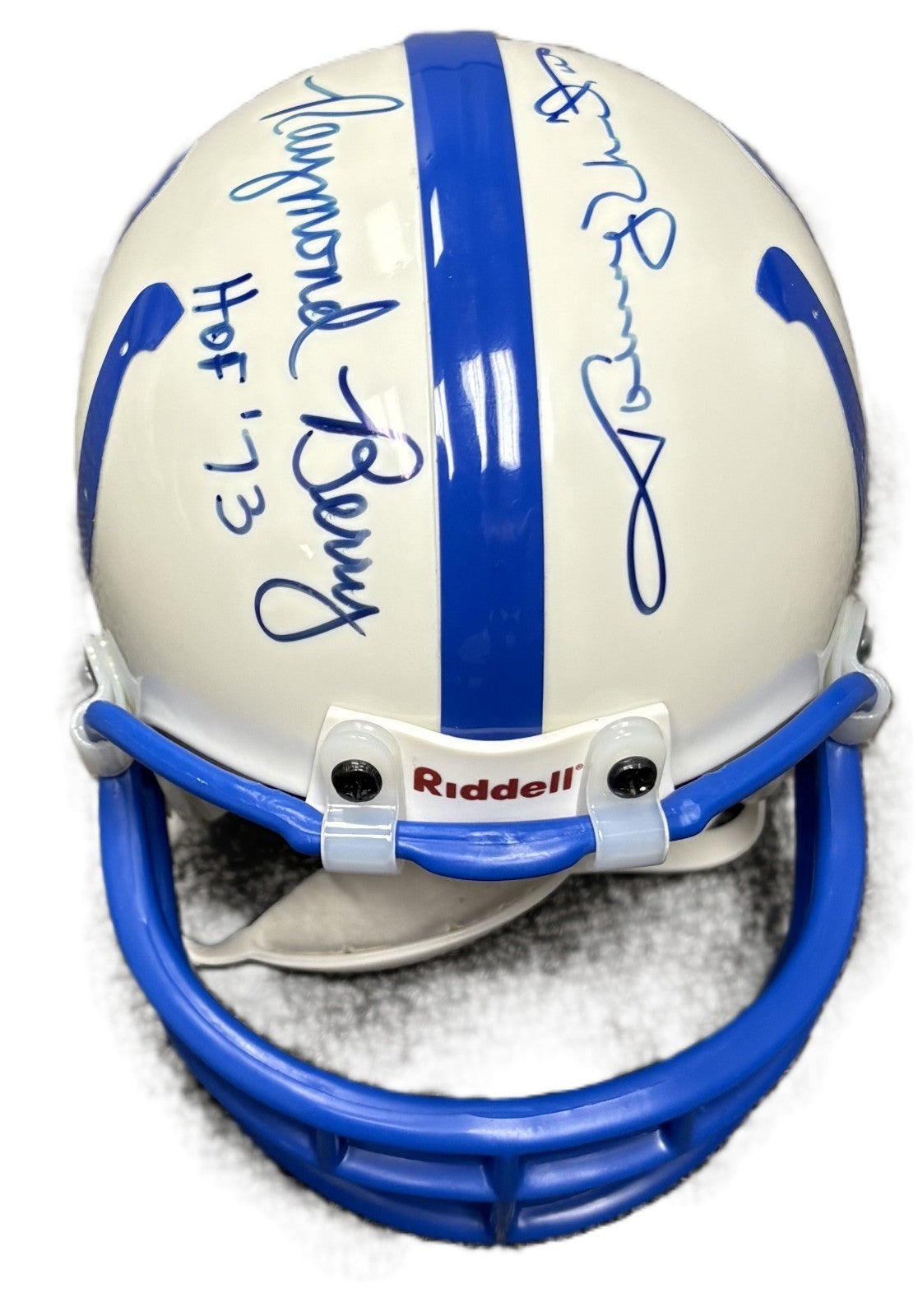 Johnny Unitas Raymond Berry Signed Auto Baltimore Colts Mini Helmet GRAD HOF2