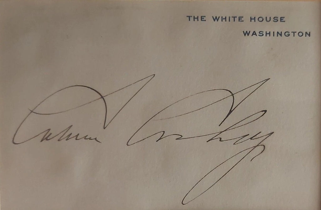 Calvin Coolidge Signed Auto White House Card President Near Mint Grad LOA0