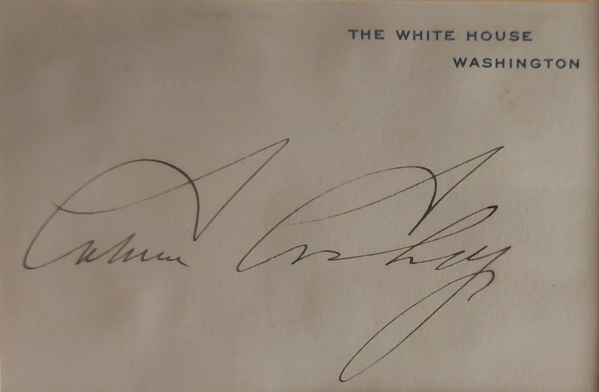 Calvin Coolidge Signed Auto White House Card President Near Mint Grad LOA0