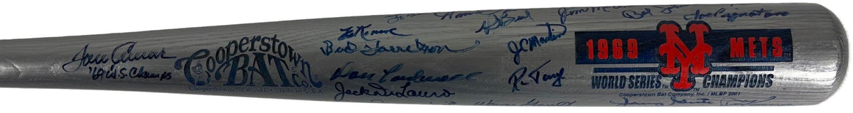 1969 NY Mets WS Champs Team Signed Baseball Bat Seaver Ryan Berra Beckett BAS2