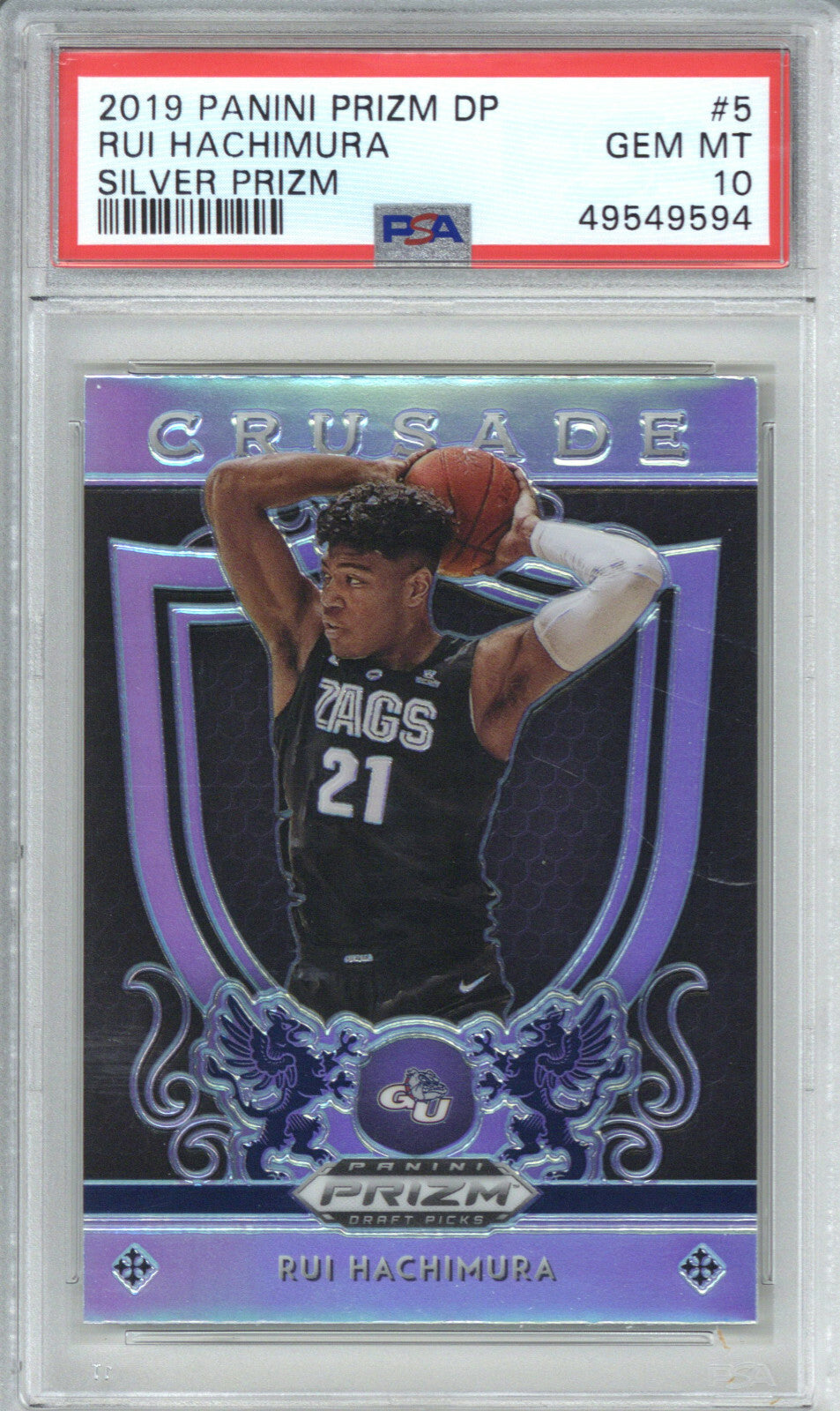 2019 Panini Prizm Draft Picks 5 Rui Hachimura Silver Prizm PSA 100