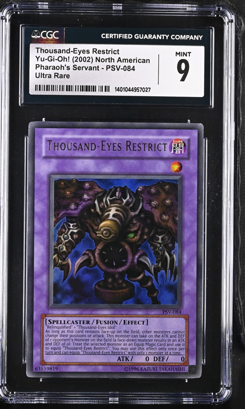 2002 Yu Gi Oh! PSV 084 Ultra Rare Thousand Eyes Restrict CGC 90