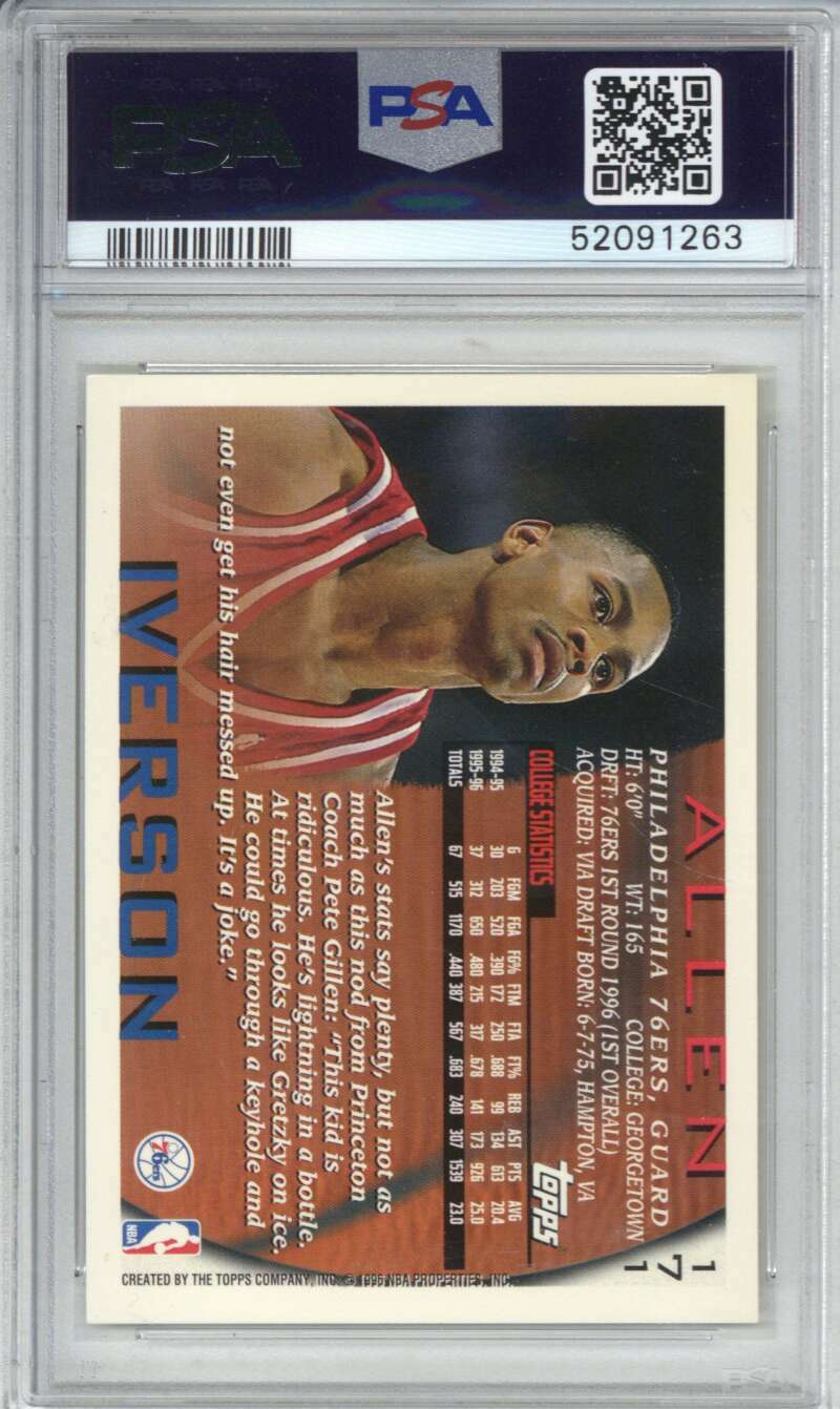 1996 Topps 171 Allen Iverson PSA 71