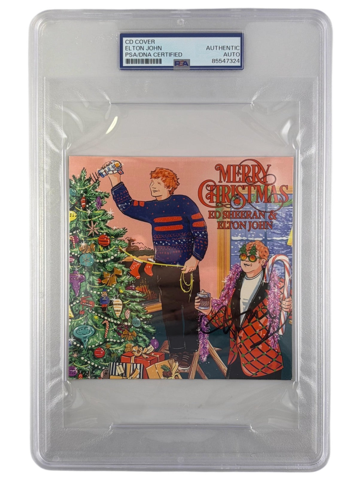 Elton John Signed Auto Merry Christmas CD Cover PSA DNA0