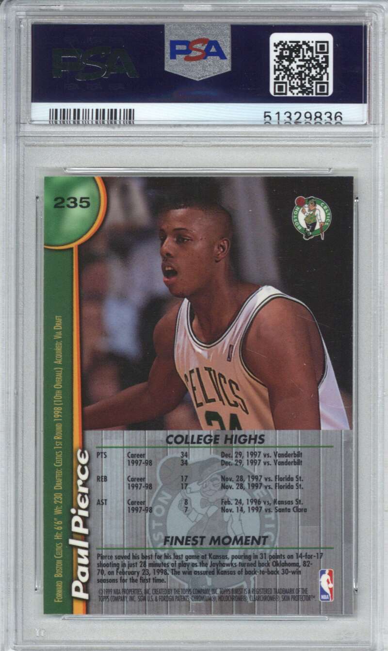 1998 Finest 235 Paul Pierce PSA 9 1