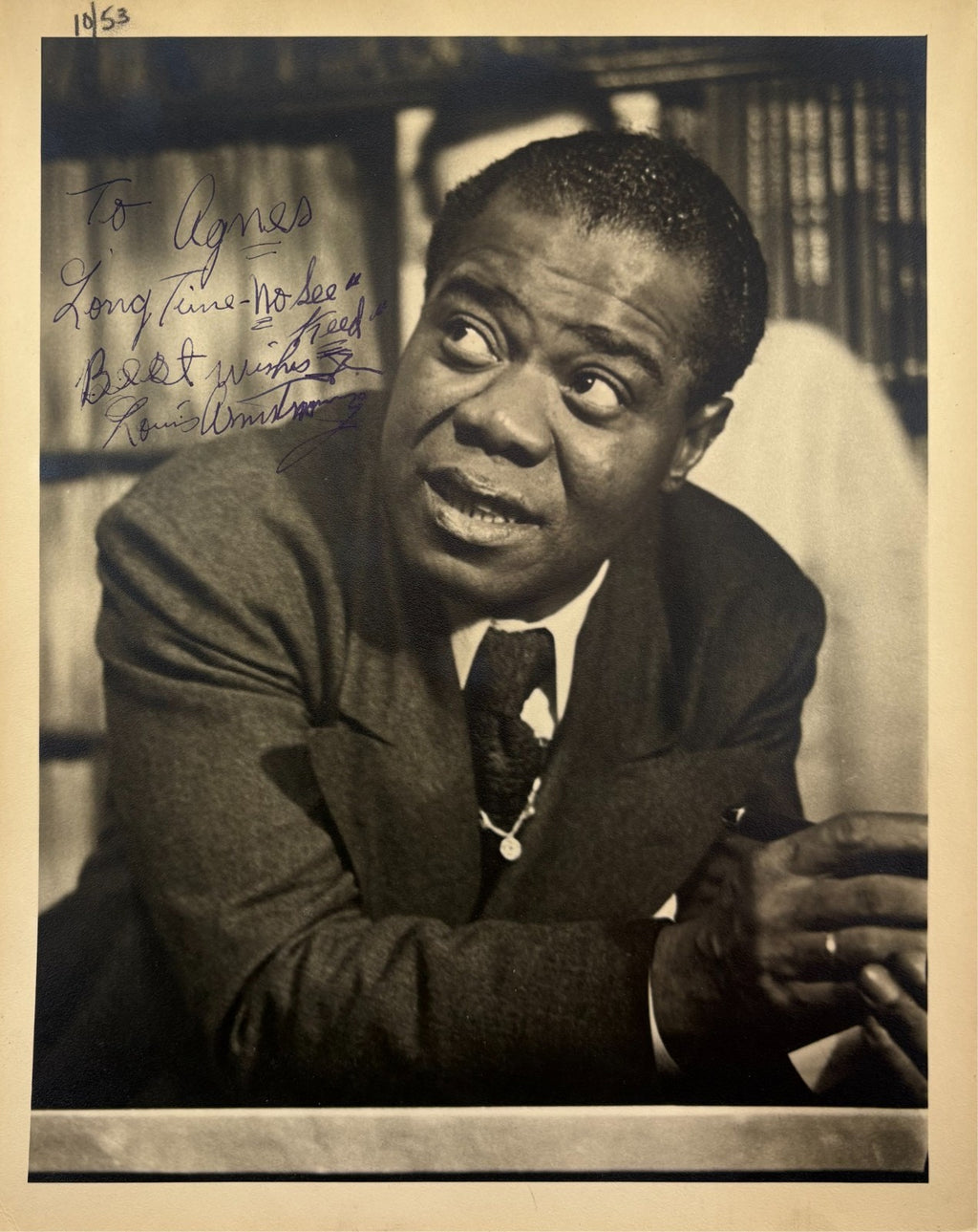 Louis Armstrong Signed 8x10 Photograph Long Time No See, Freed JSA LOA0