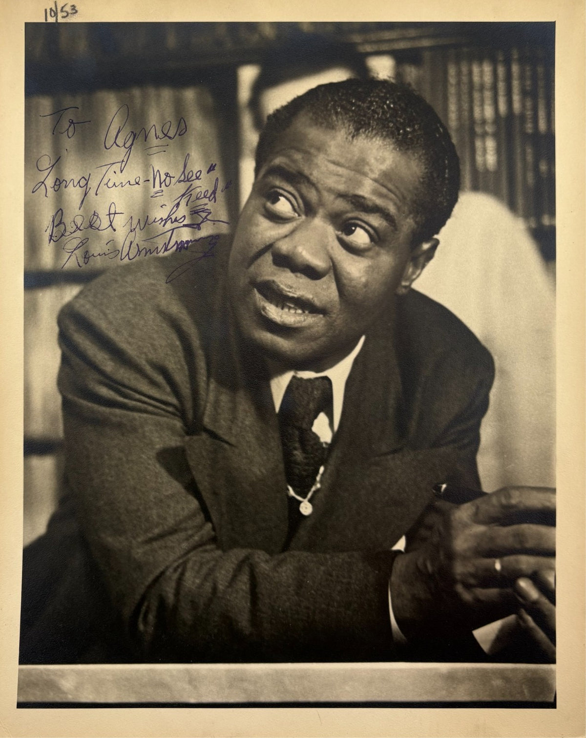 Louis Armstrong Signed 8x10 Photograph Long Time No See, Freed JSA LOA0