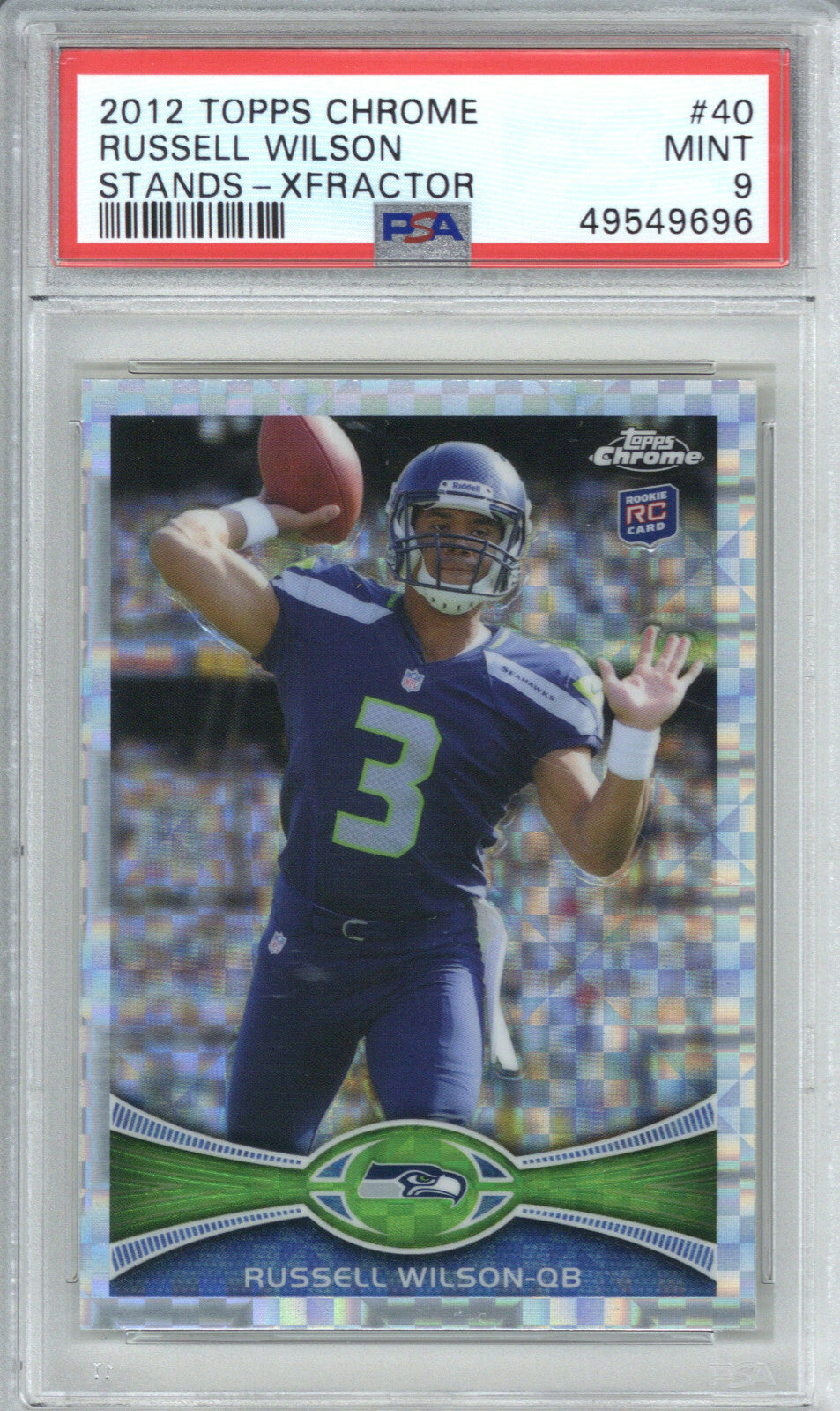 2012 Topps Chrome 40 Russell Wilson Stands Xfractor PSA 90