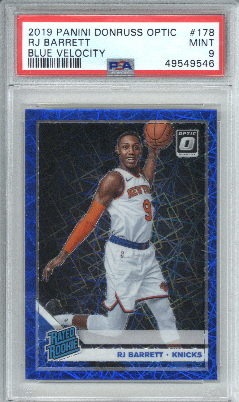 2019 Panini Donruss Optic 178 RJ Barrett Blue Velocity PSA 90