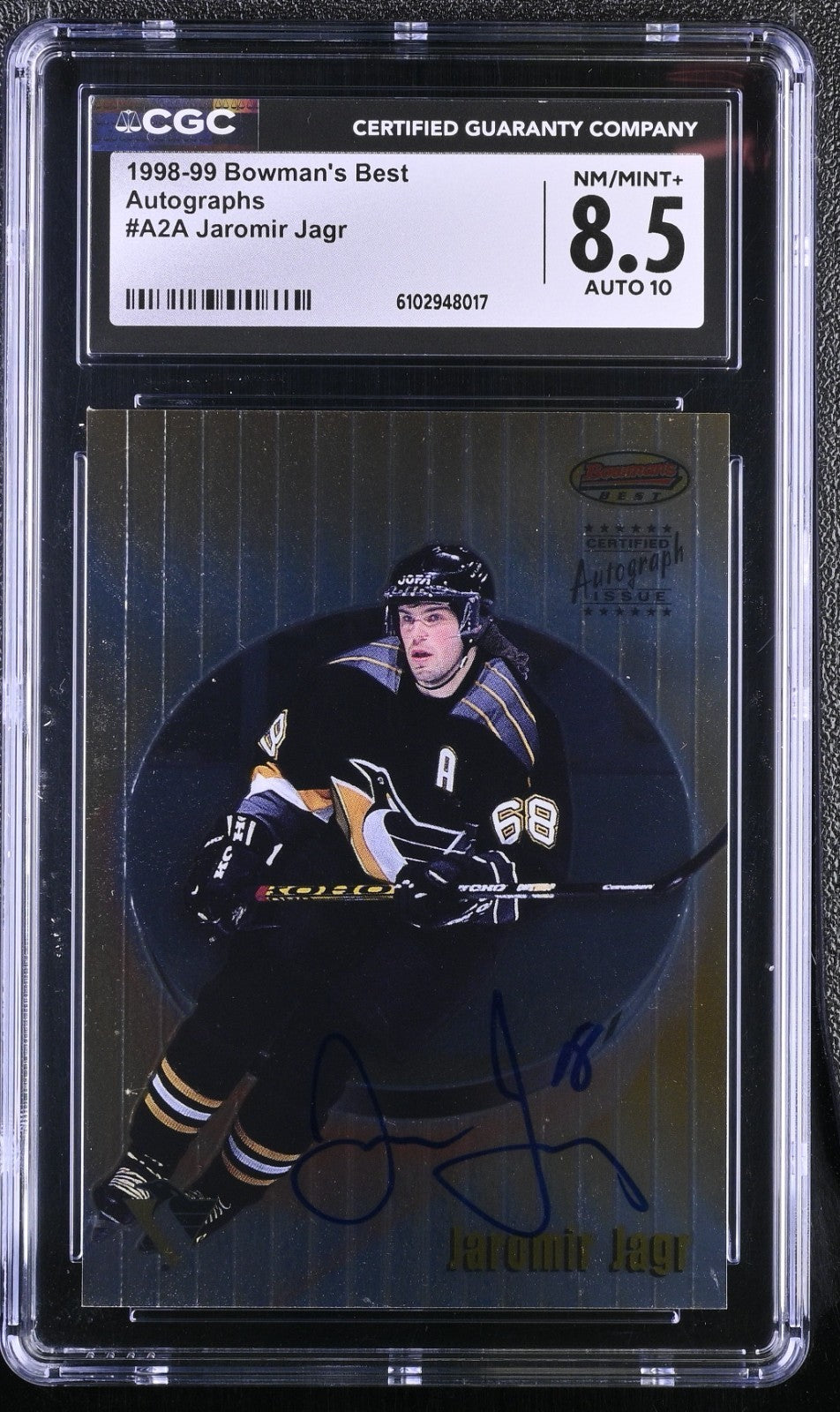 1998 Bowman's Best Jaromir Jagr Signed A2A SSP CGC 8.5 Auto 100