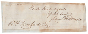 Samuel FB Morse Signed Auto Handwritten 2x4 Album Page Telegraph Grad LOA