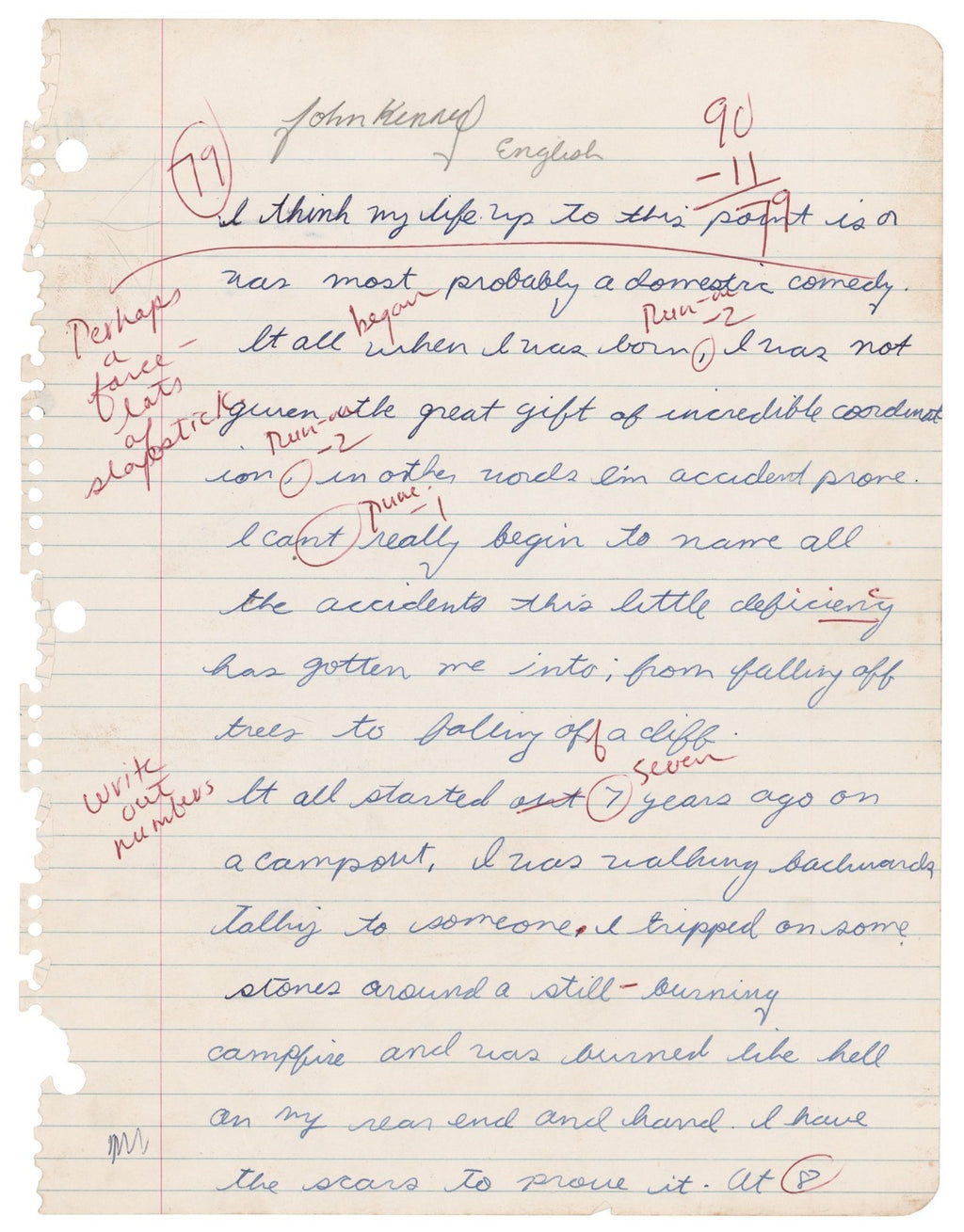 John F Kennedy Jr Signed Auto Handwritten 3 Page Essay Prophetic Death GRAD0