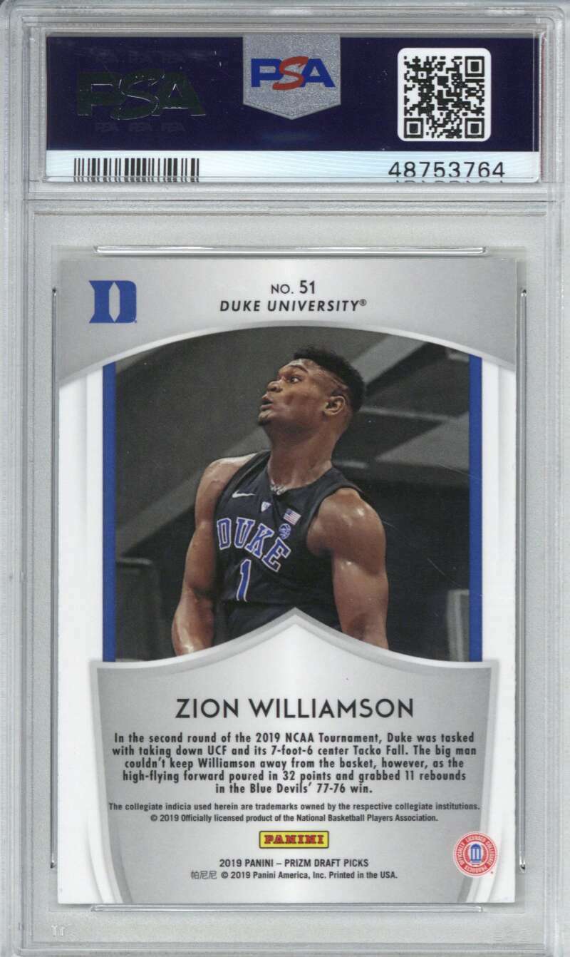2019 Panini Prizm Draft Picks 51 Zion Williamson PSA 8.51