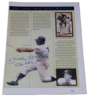 Mickey Mantle Signed Auto 1961 Yankees 8x10 Photo 536 HRs Inscribed JSA