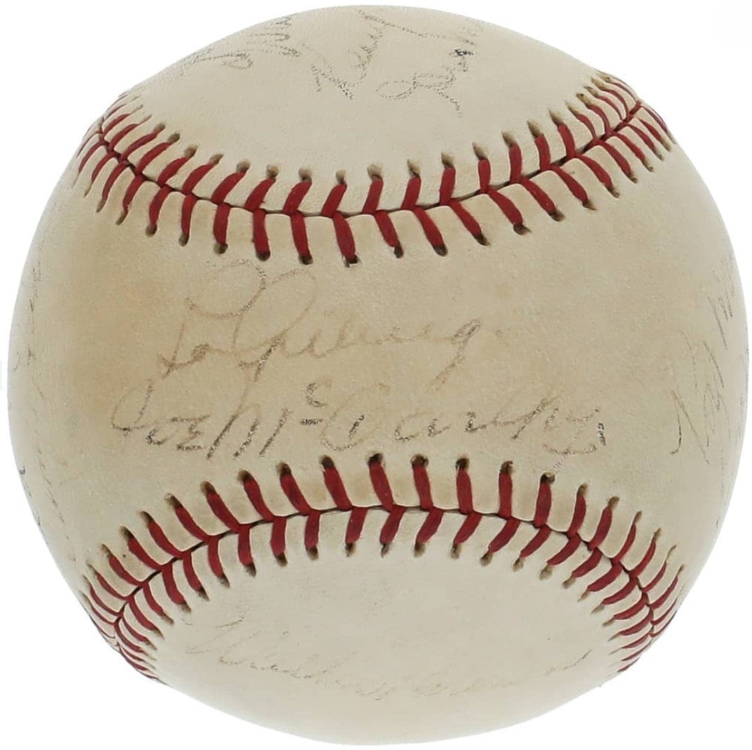 1938 WS Champion NY Yankees Signed OAL Baseball Gehrig Ruffing PSA PSA/DNA0
