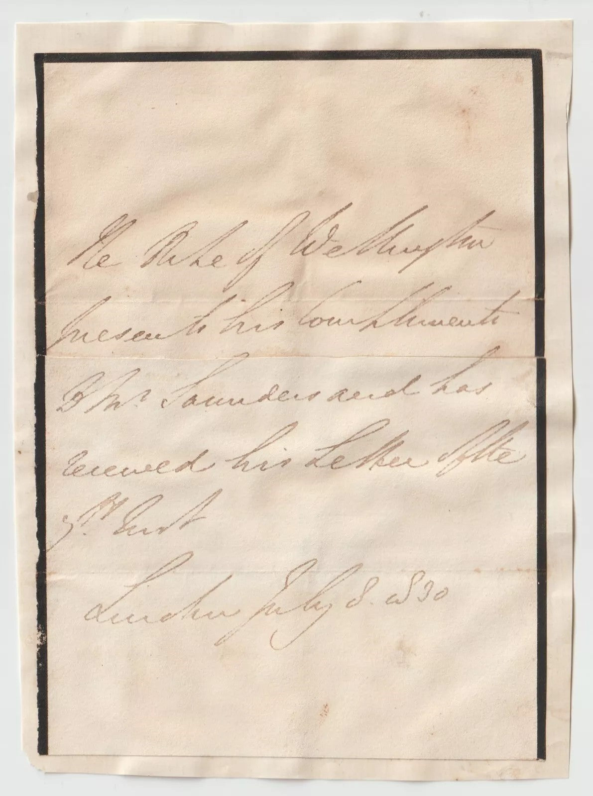 Duke of Wellington Signed Auto Handwritten 1830 Letter Grad LOA0