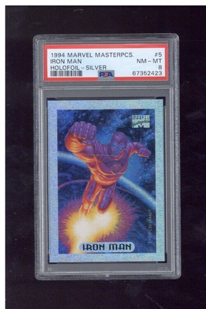 1994 Marvel Masterpirces Iron Man Holofoil Silver PSA 8