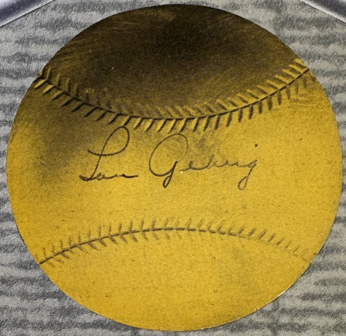 Lou Gehrig Signed 3x3 Baseball Sticker Photo Yankees HOF JSA0