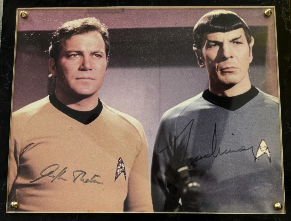 William Shatner Leonard Nimoy Signed Auto Star Trek 8x10 Color Photo Grad LOA1