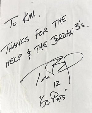 Tom Brady Signed Auto c.2002 Handwritten Note Thanks for the Help Jordan 3s GRAD