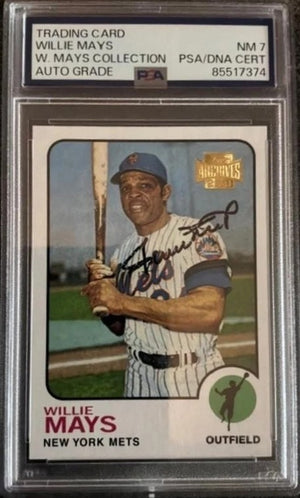 Willie Mays Signed Auto 2001 Topps Archives 305 Mays Collection PSA DNA NM 7