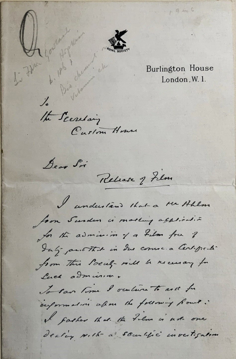 Frederick Gowland Hopkins Signed Auto Handwritten 6x9 Letter Nobel Grad LOA0