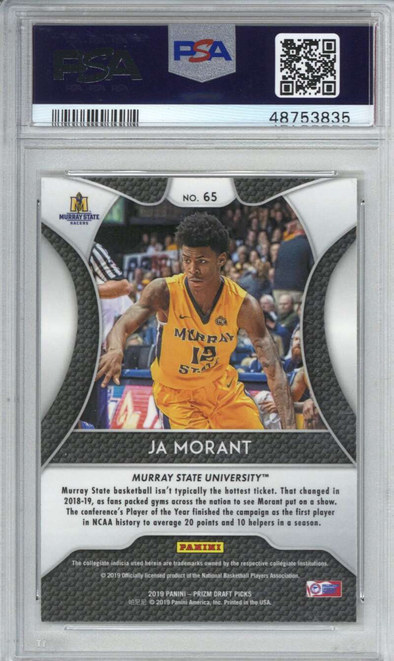 2019 Panini Prizm Draft Picks 65 JA Morant PSA 91