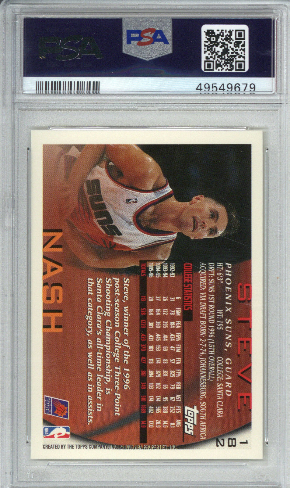 1996 Topps 182 Steve Nash PSA 91