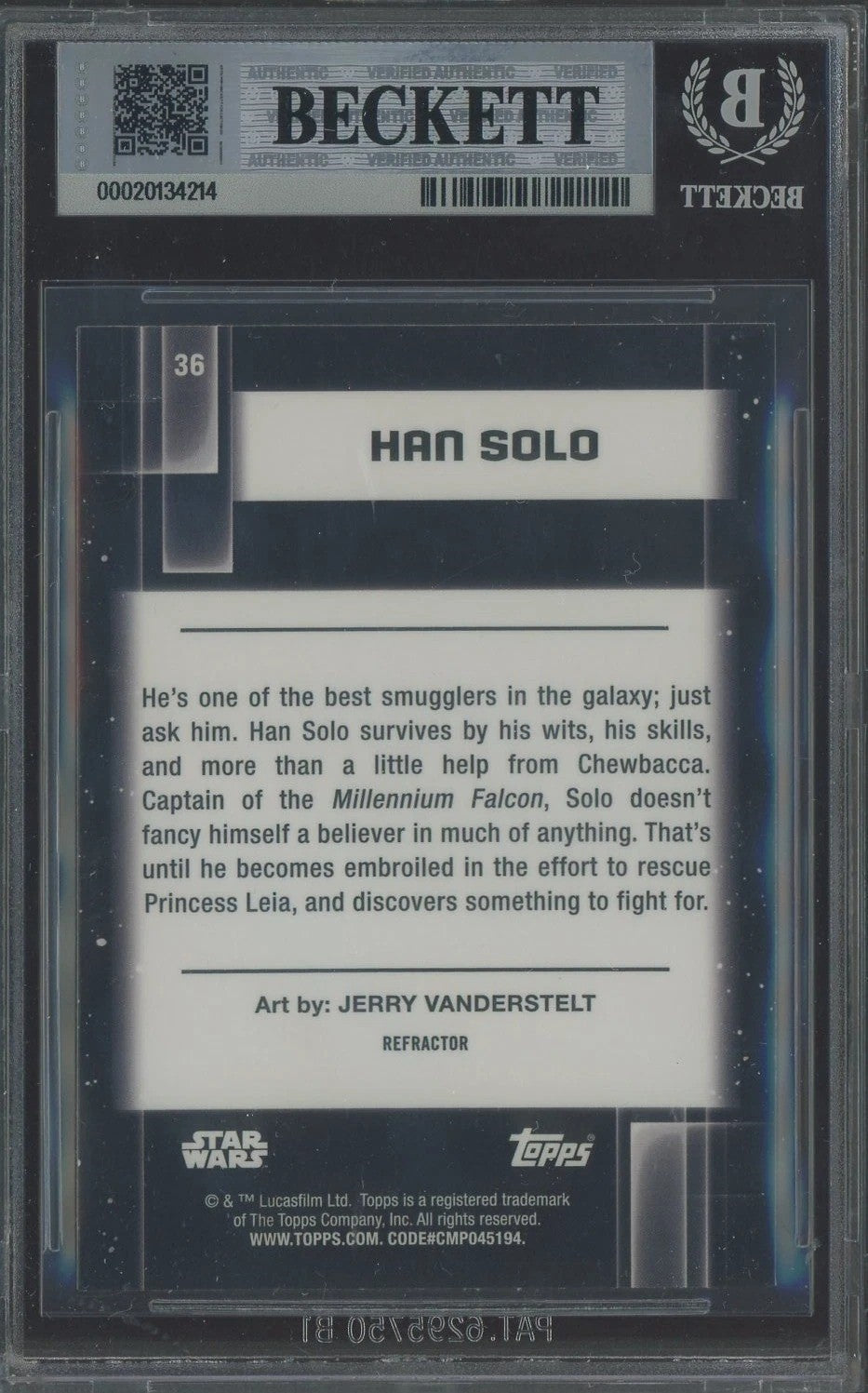 Harrison Ford Signed Auto 2021 Topps Chrome Star Wars Galaxy 36 Beckett BAS1