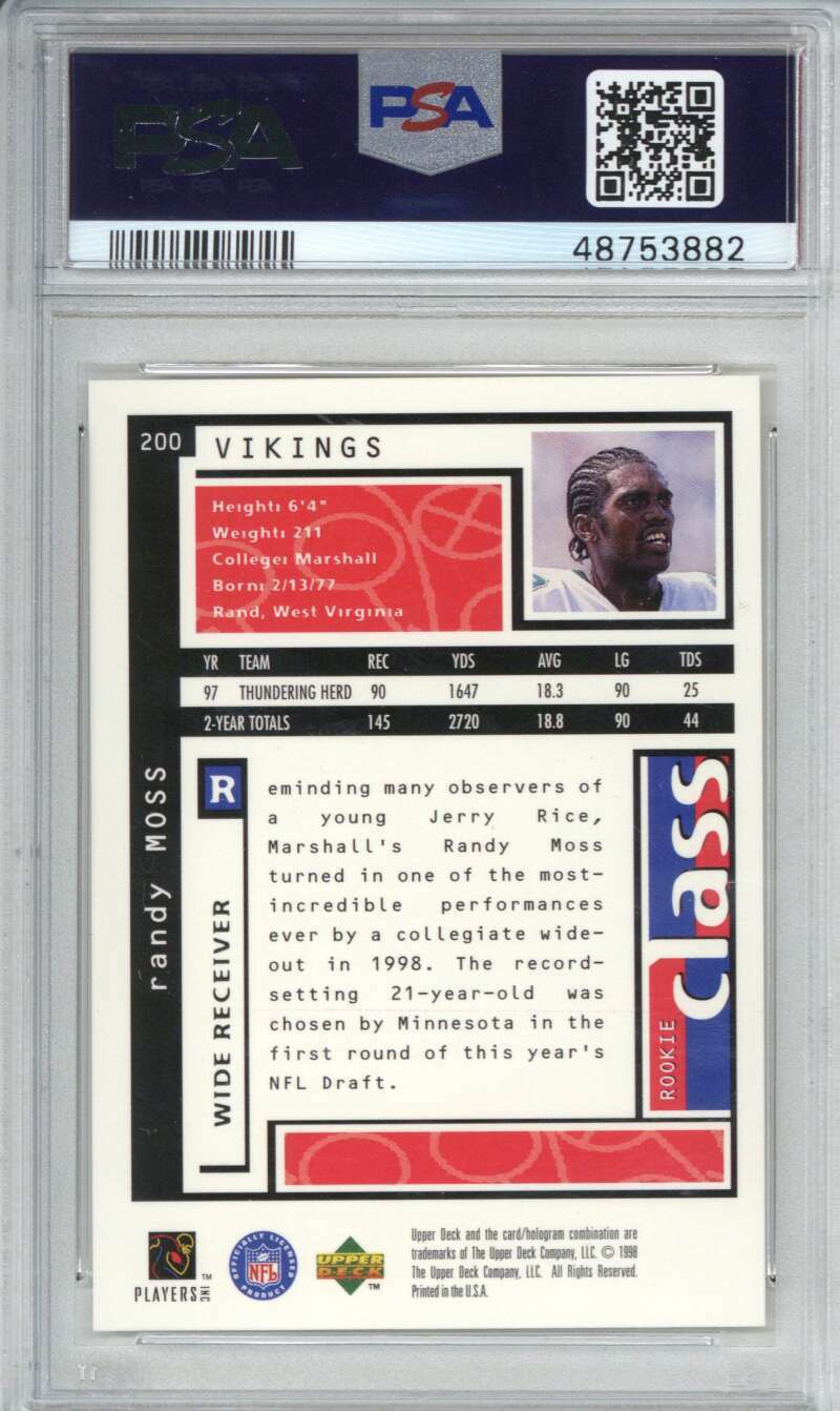 1998 UD Choice 200 Randy Moss PSA 8.51