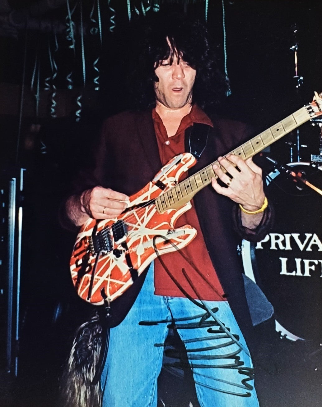 Eddie Van Halen Signed Auto 8x10 Vintage On Stage Photograph JSA0