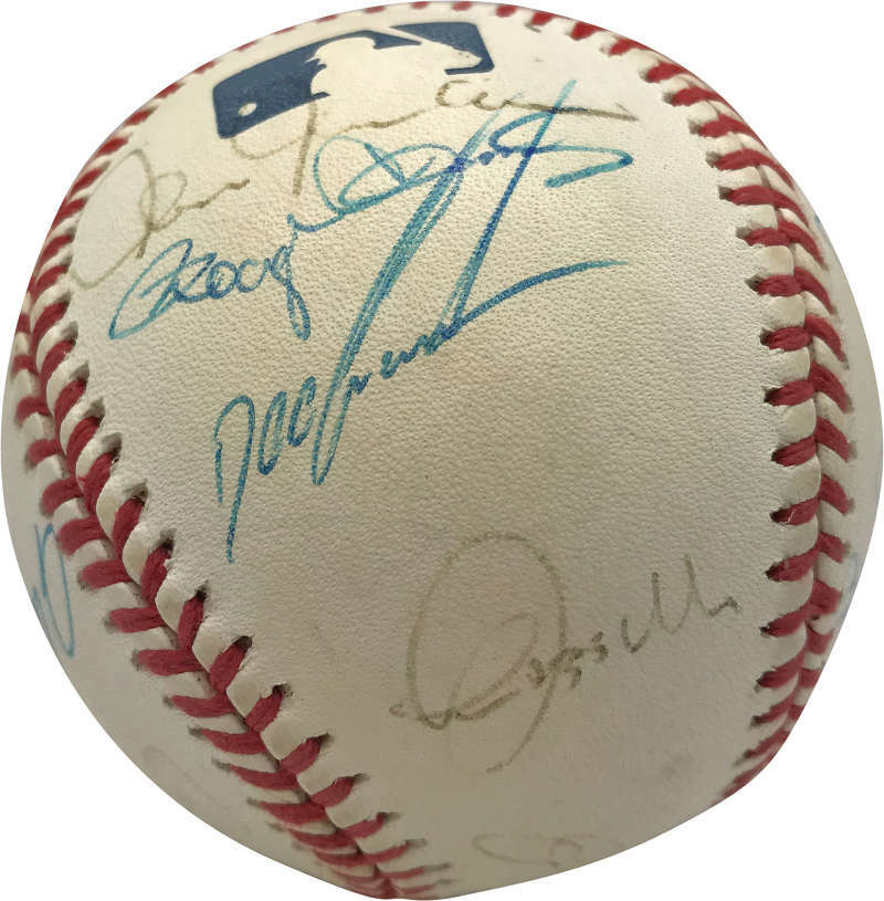 2000 NY Yankees Team Signed Autographed OML Baseball Jeter Rivera Beckett BAS 4