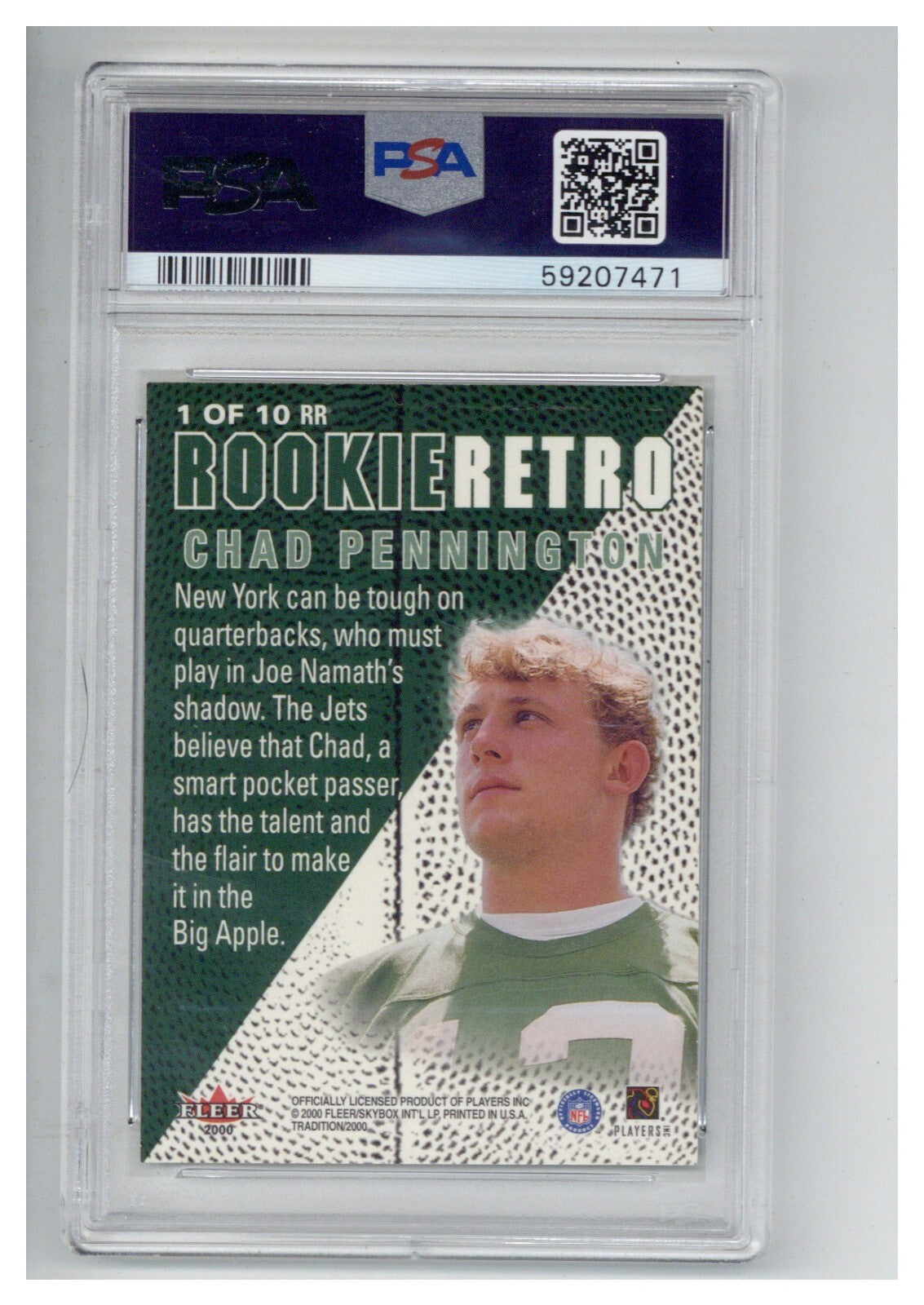 2000 Fleer Rookie Retro 1 Chad Pennington PSA 81