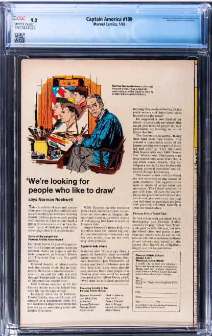 1969 Marvel Captain America #109 CGC 9.21