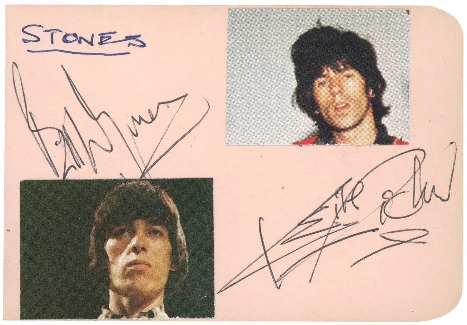 Keith Richards Bill Wyman Signed Auto Rolling Stones 3x4.5 Album Page Grad LOA0