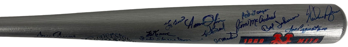 1969 NY Mets WS Champs Team Signed Baseball Bat Seaver Ryan Berra Beckett BAS4