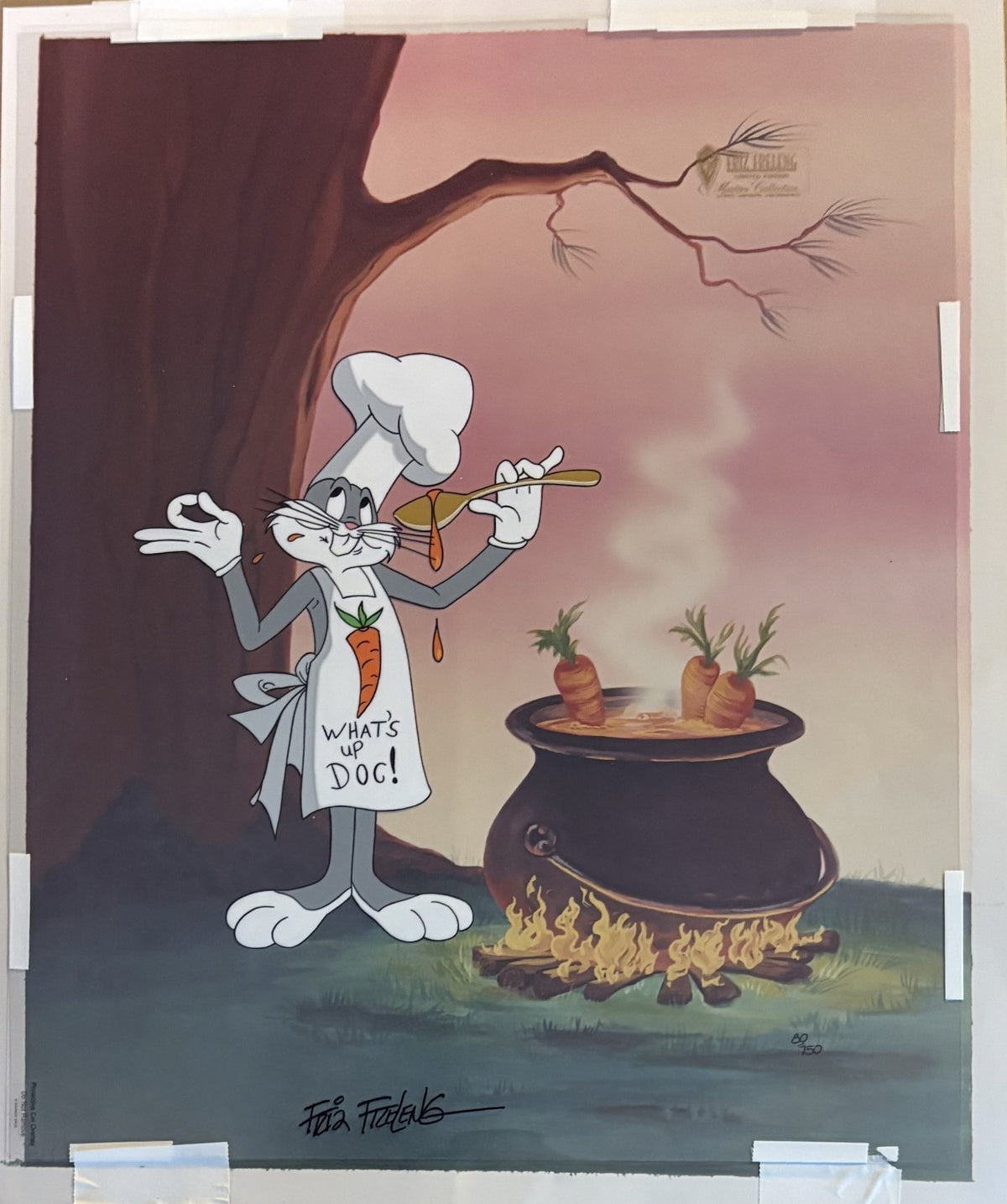 Friz Freleng Signed Auto 1992 Bugs Bunny Rabbit Stew Hand Painted Cel Grad LOA0