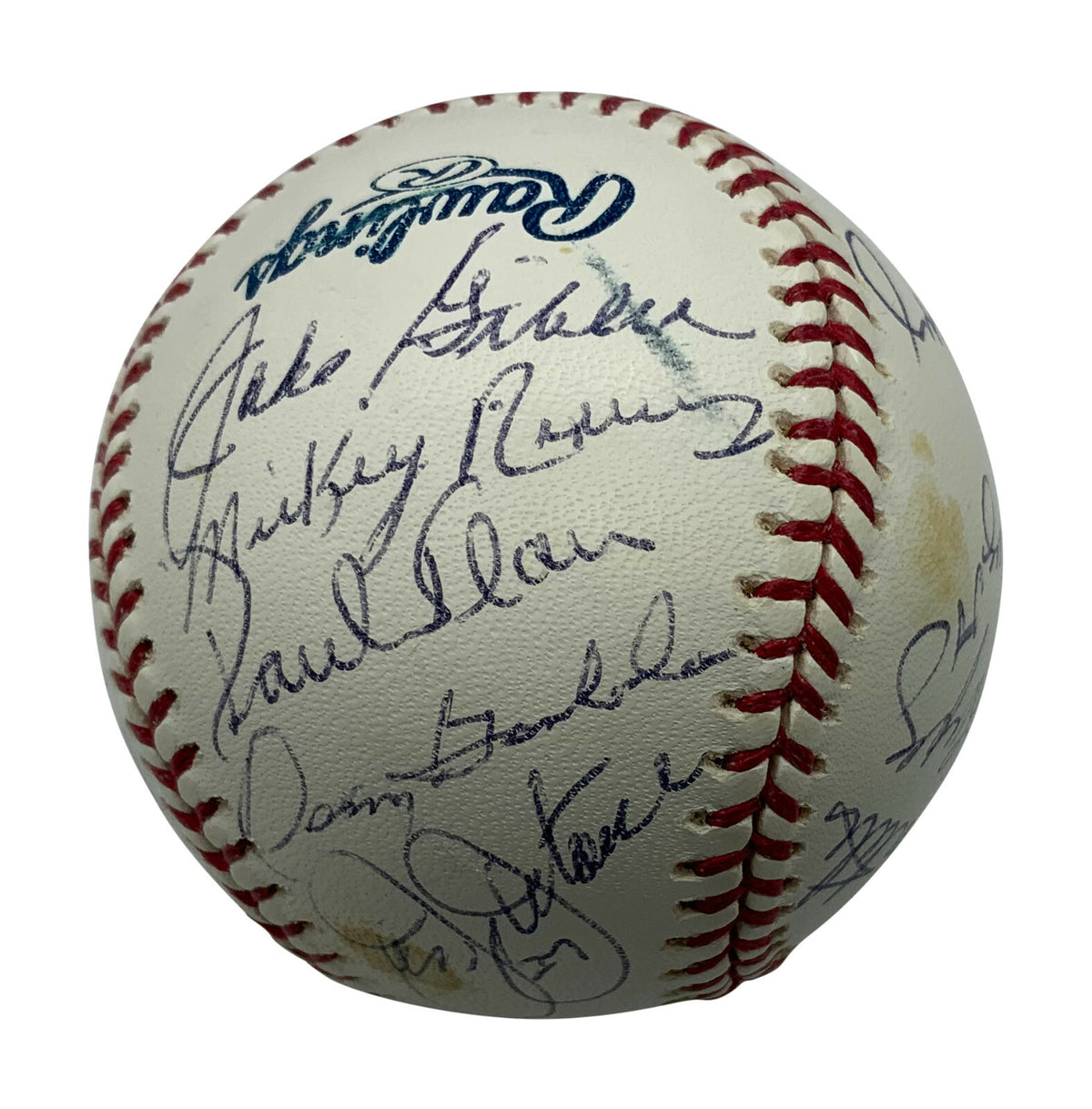 Yankee Greats Signed Griffey Tresh Lopez Downing Rivers OML Baseball JSA 3