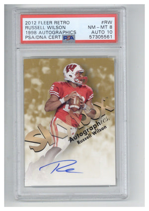 2012 Fleer Retro 1998 Autographics Russell Wilson Auto PSA 8