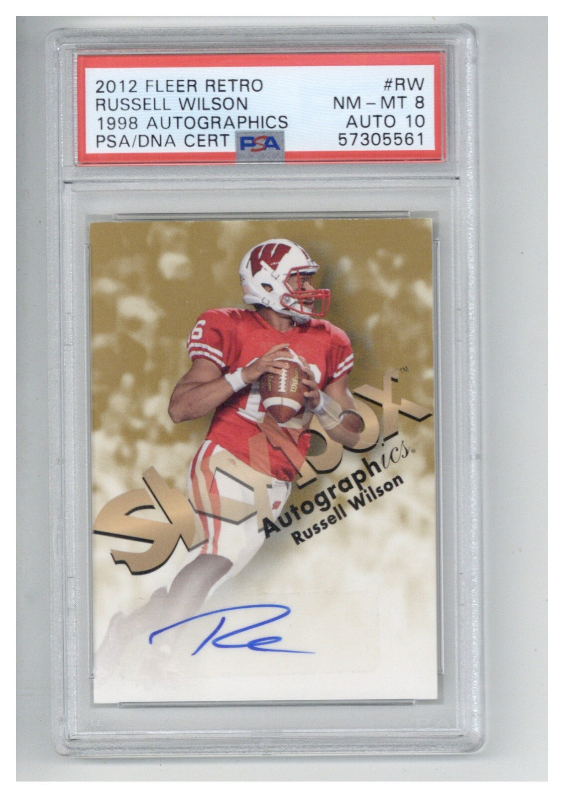 2012 Fleer Retro 1998 Autographics Russell Wilson Auto PSA 80