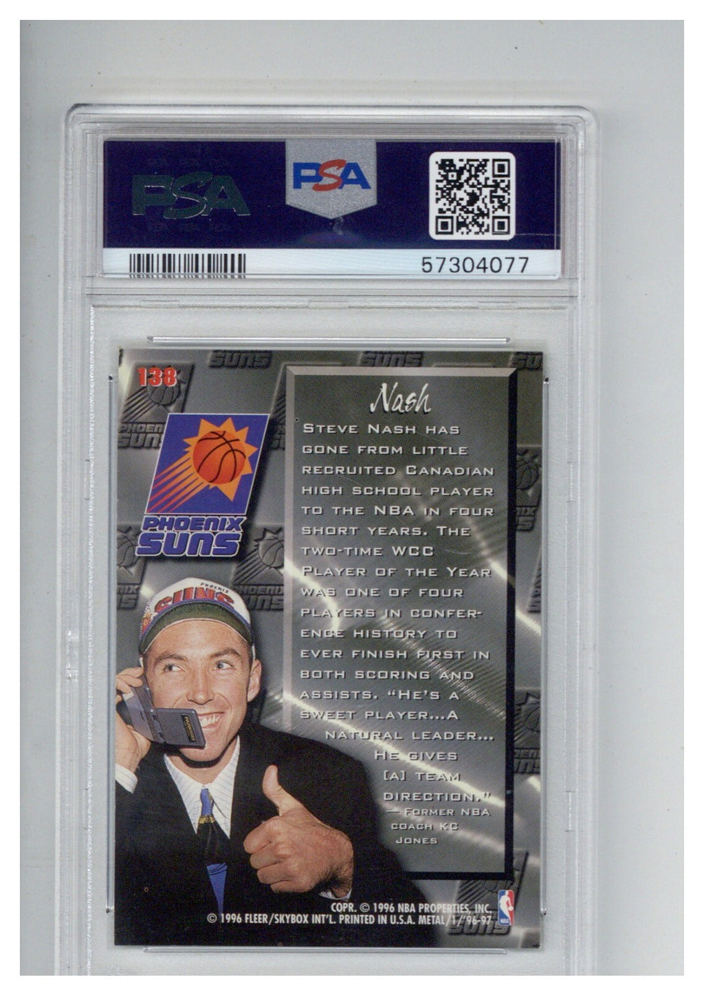 1996 Metal 138 Steve Nash PSA 91