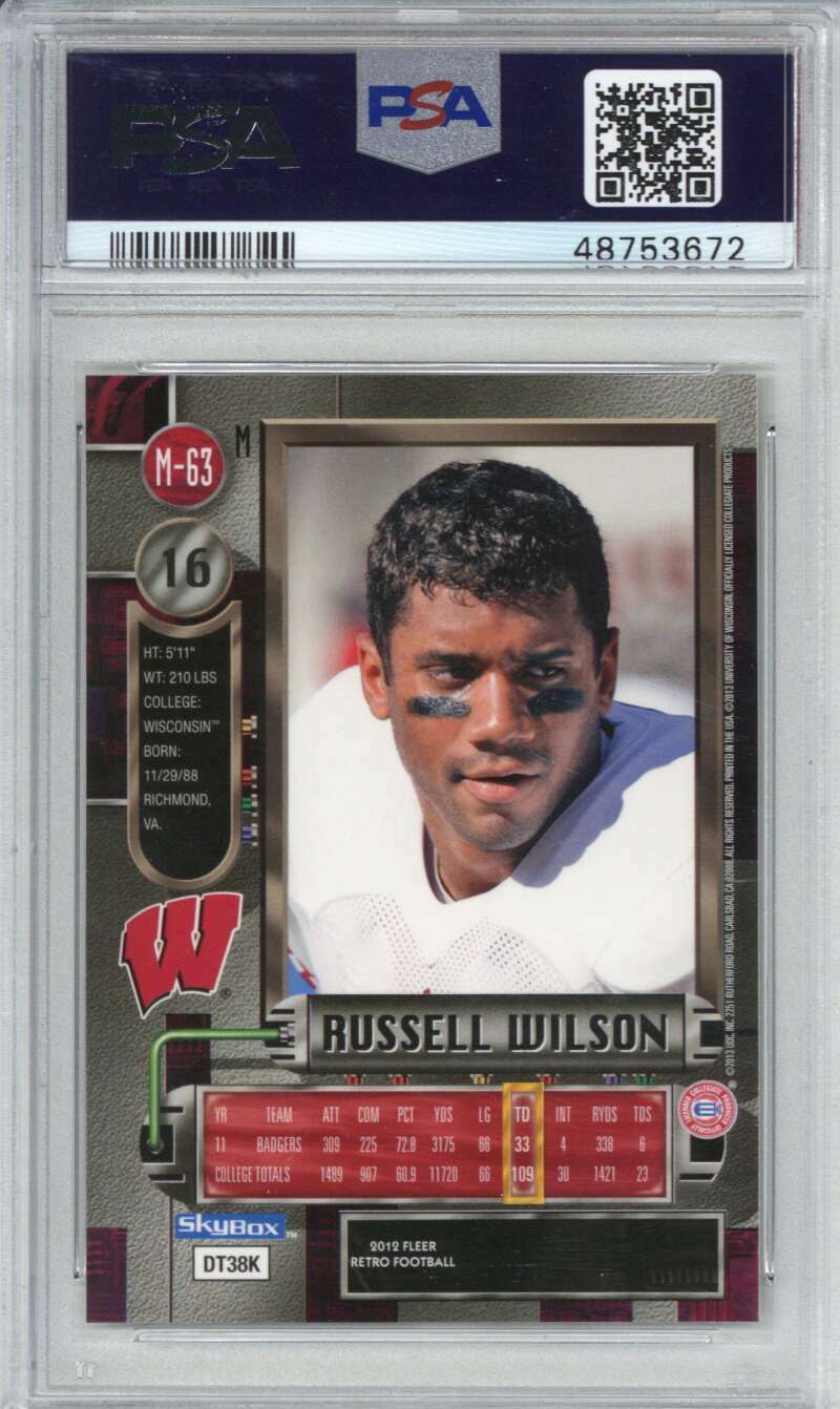 2012 Fleer Retro Metal M 63 Russell Wilson PSA 8.51