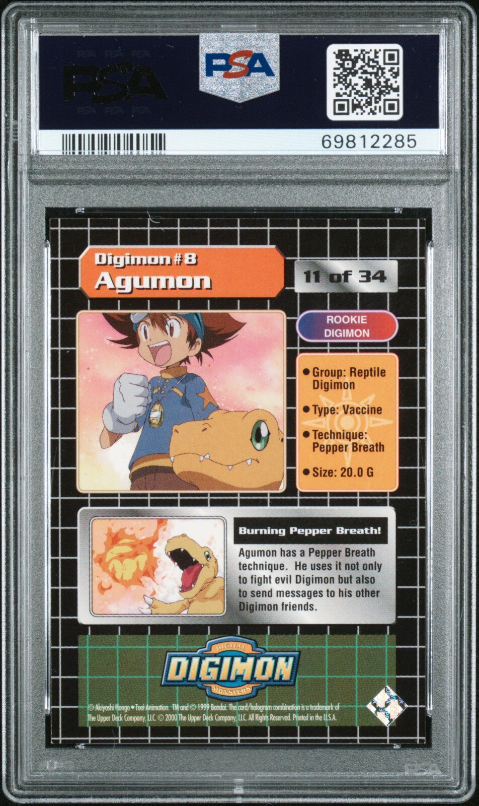 1999 Upper Deck Digimon 11 Agumon Foil PSA 71