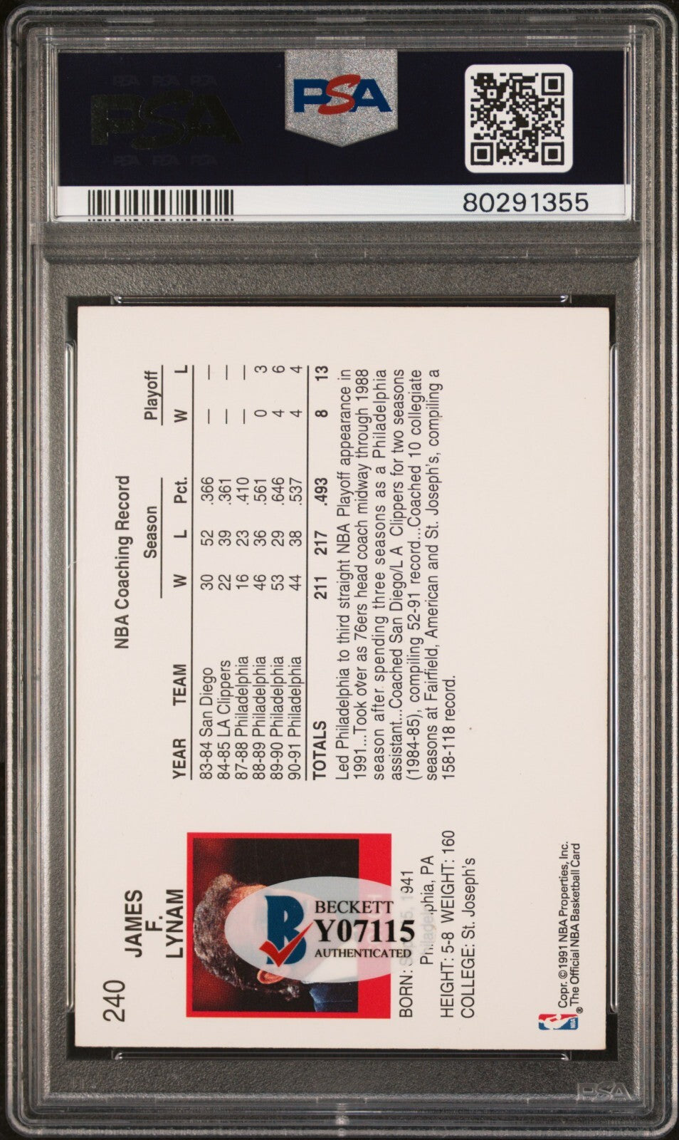 1991 HOOPS 240 JIM LYNAM PSA 9 AUTO1