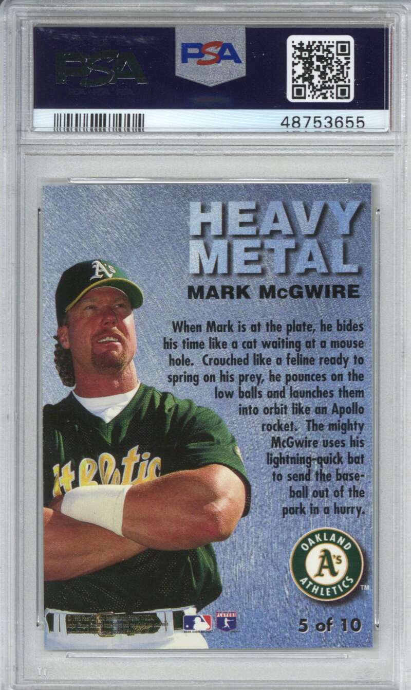 1996 Metal Universe Heavy Metal 5 Mark McGwire PSA 91