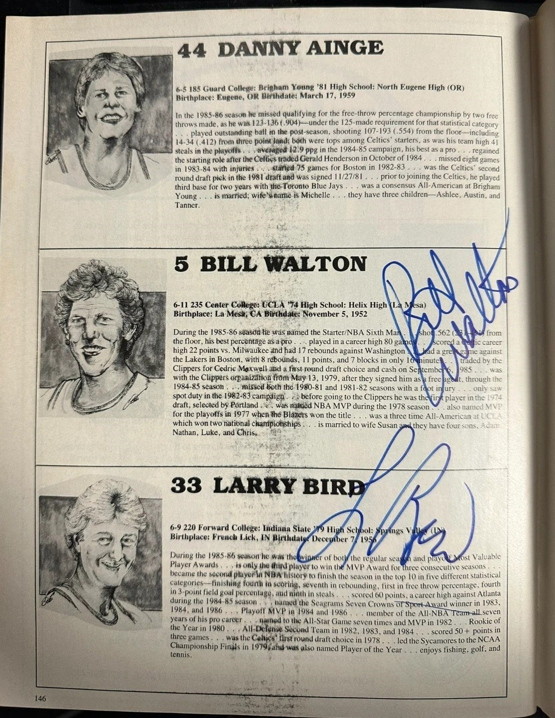 1986 Celtics Bucks Signed Auto Program Larry Bird McHale Havlicek Beckett BAS0