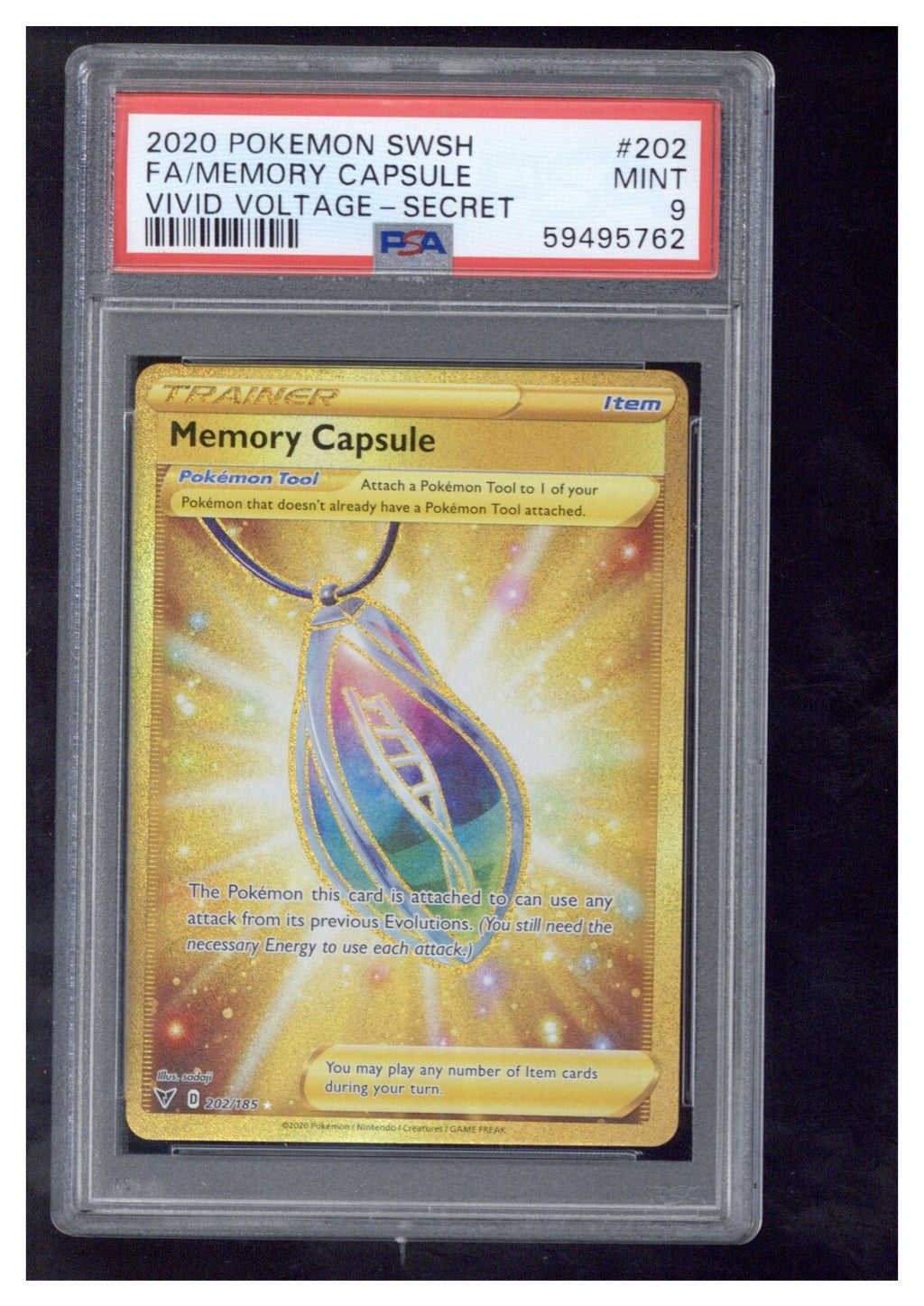 2020 Sword & Shield Vivid Voltage 202 Full Art/Memory Capsule Secret PSA 90