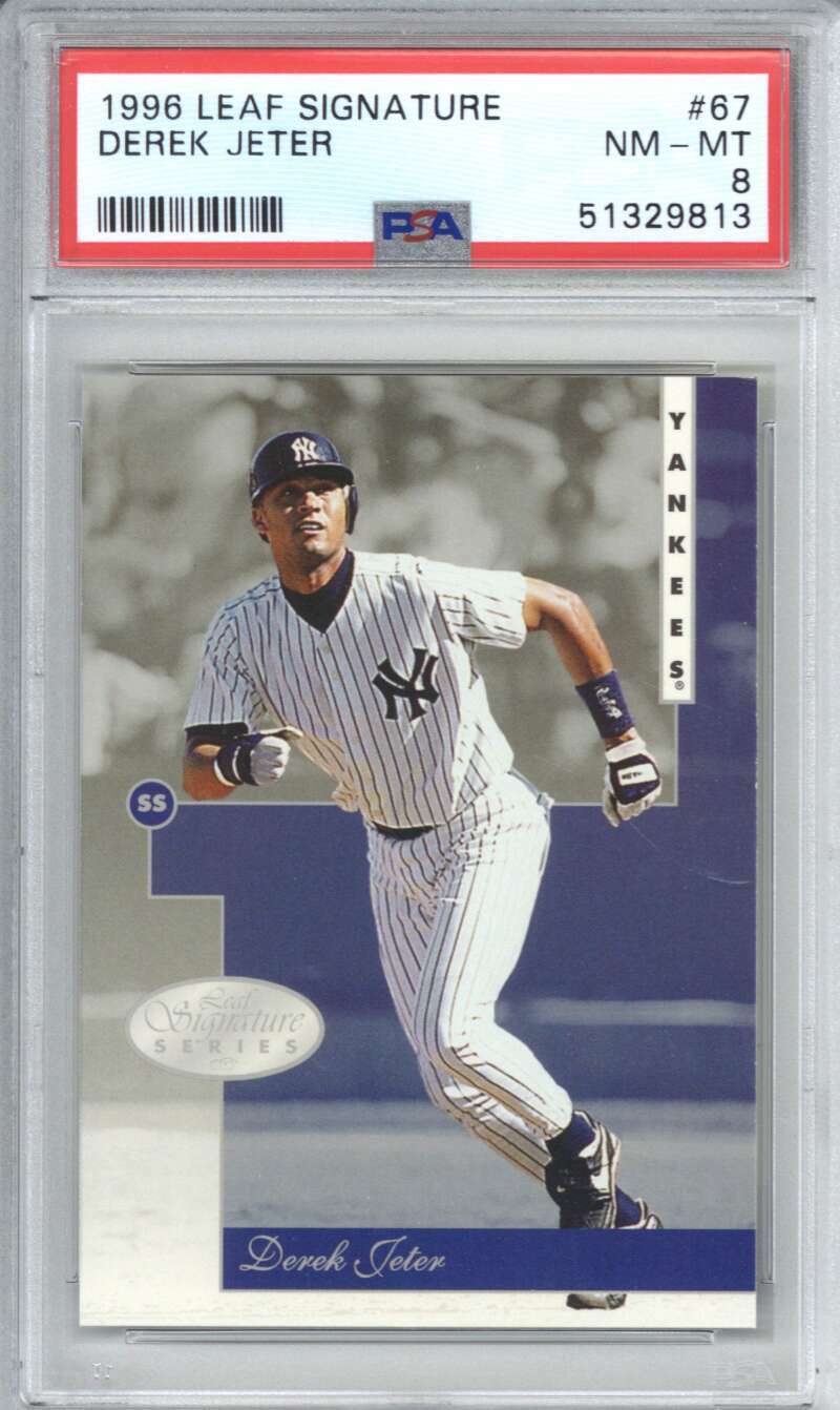 1996 Leaf Signature 67 Derek Jeter PSA 8 0